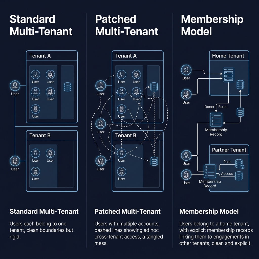 Cross-Tenant Access Is a Real Schema Problem, Not a UX Bug - Infoscend Knowledge Centre essay illustration